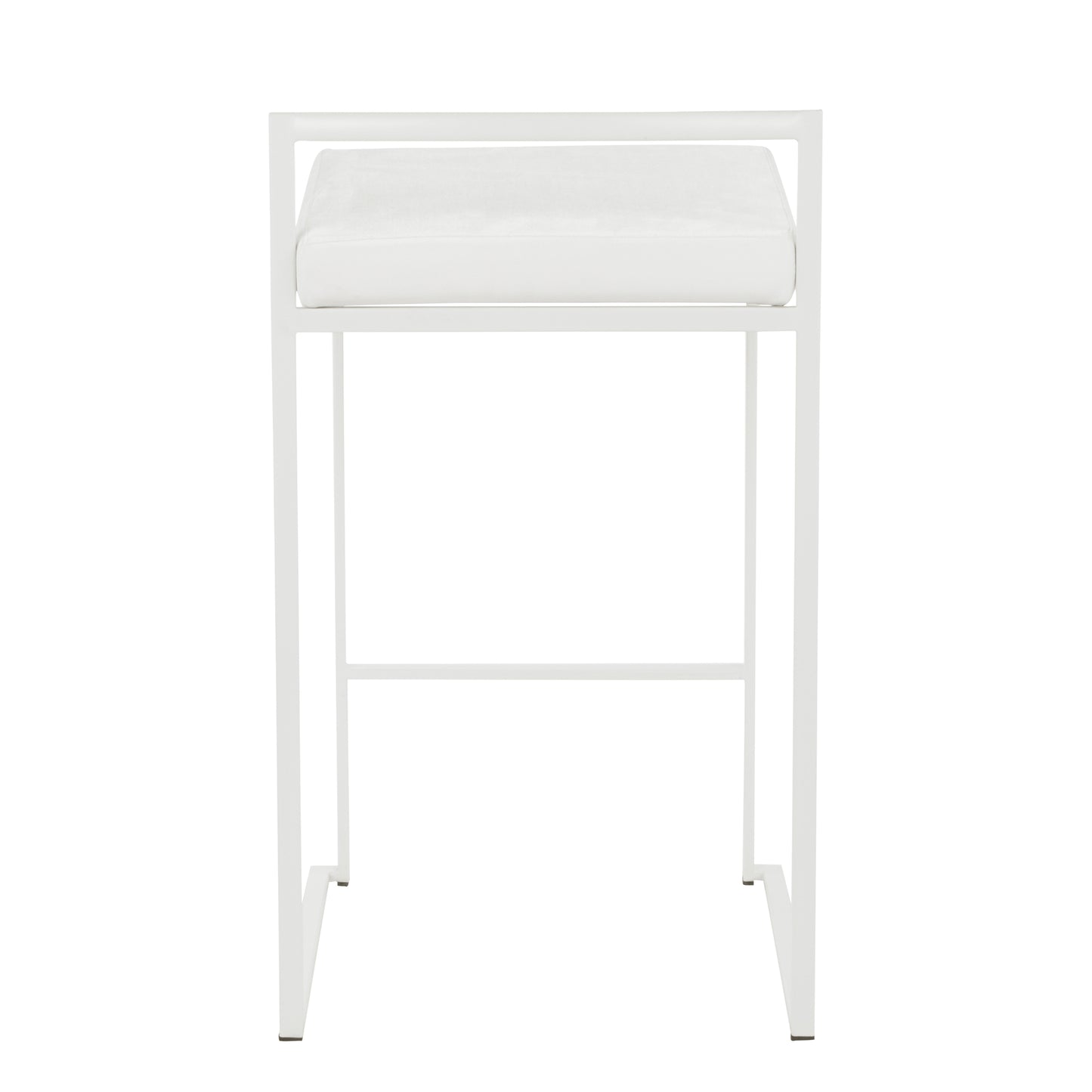 Fuji Contemporary Stackable Counter Stool in White with White Velvet Cushion by LumiSource - Set of 2