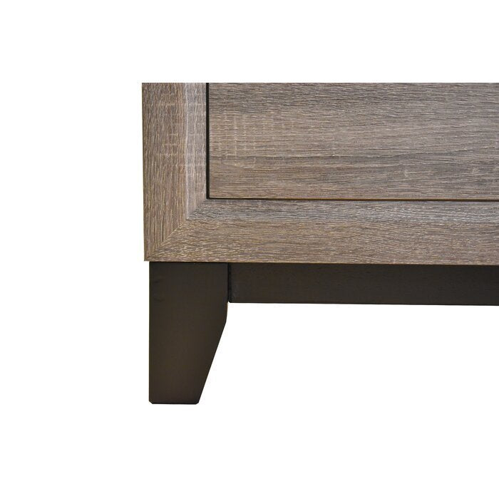 Contemporary Style 2-Drawer Nightstand Made with Wood in Gray