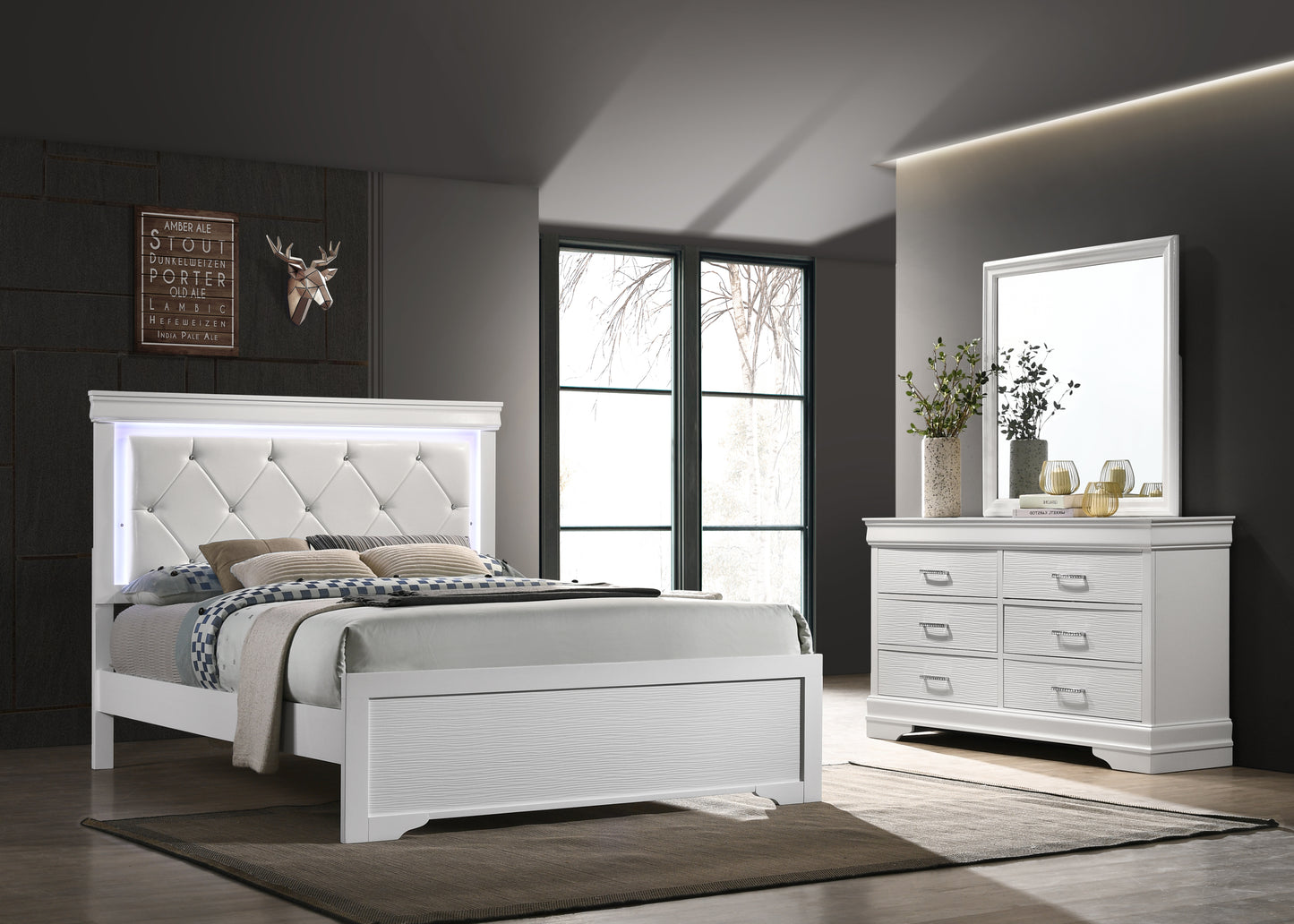 Modern 6 Drawer Dresser made with Wood in White