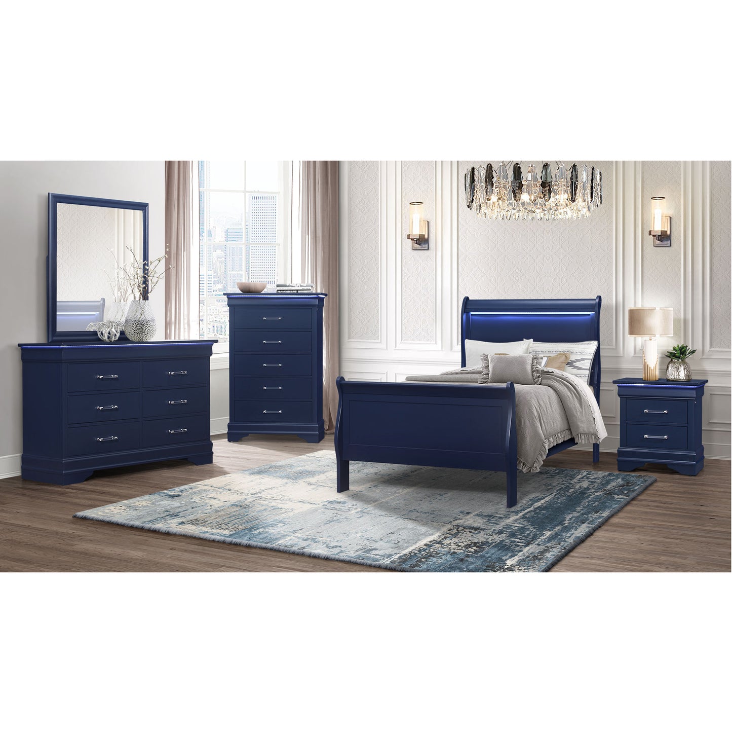CHARLSTON BLUE DRESSER WITH LED