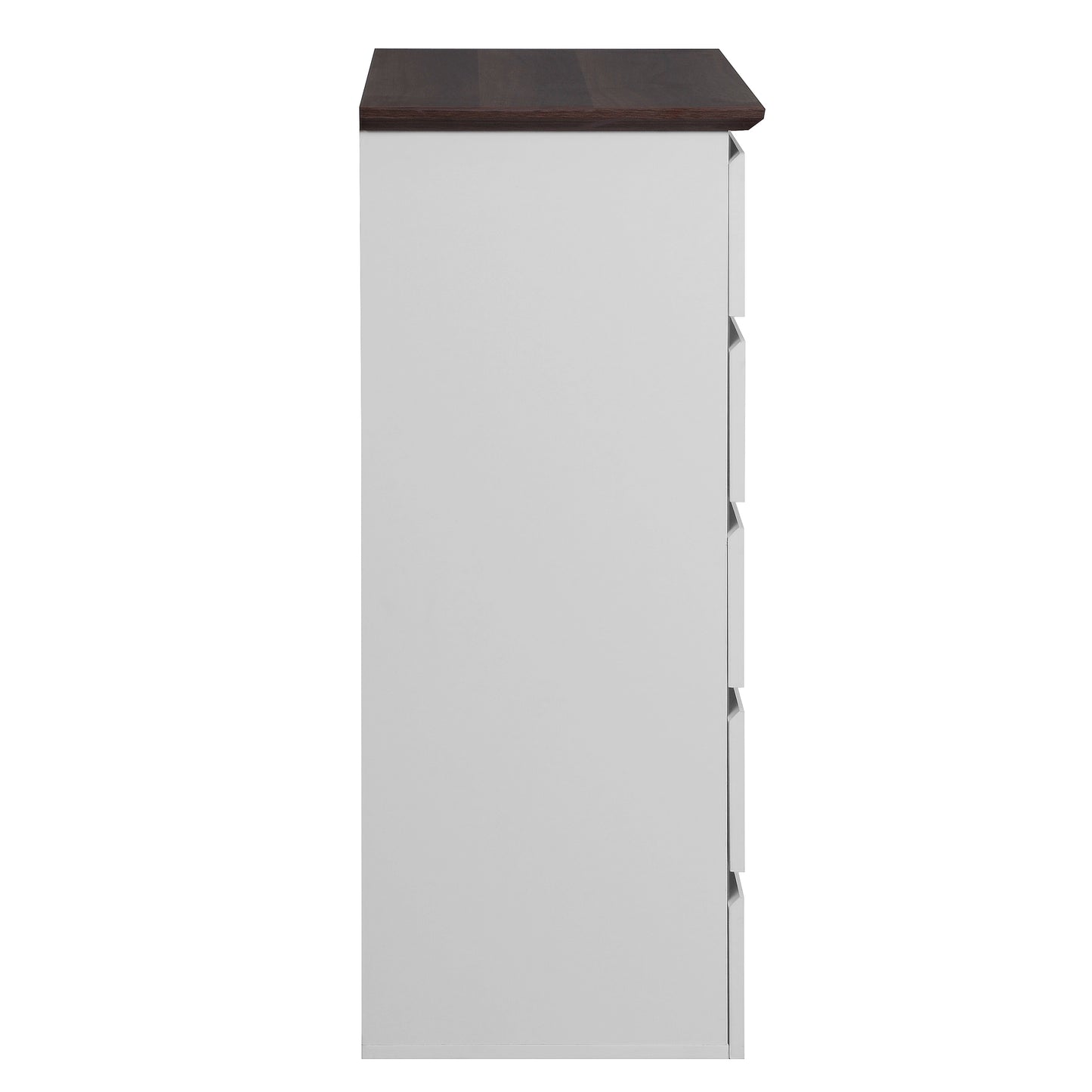 5 Drawer Dresser for Bedroom, Modern Closet Dressers Chest of Drawers, White & Walnut color Storage Dresser Chest Cabinet Organizer Unit