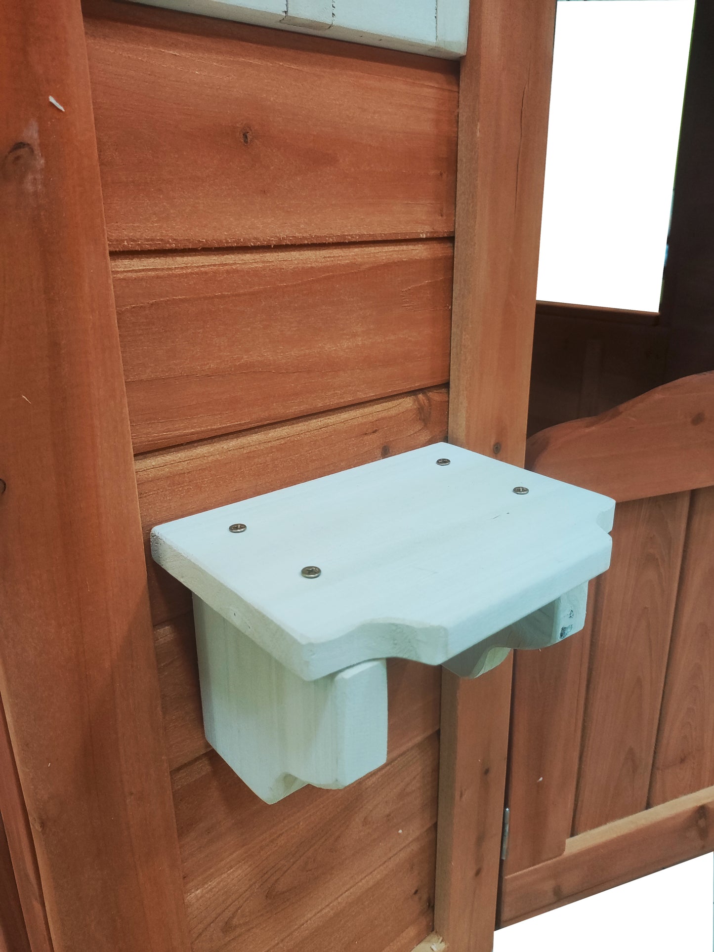 Wooden Kids Playhouse with 2 windows and flowerpot holder,42"Lx46"Wx55"H,Golden Red