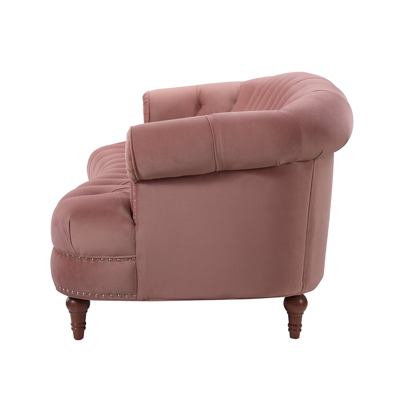 La Rosa Victorian Chesterfield Tufted Sofa, Ash Rose Pink Velvet