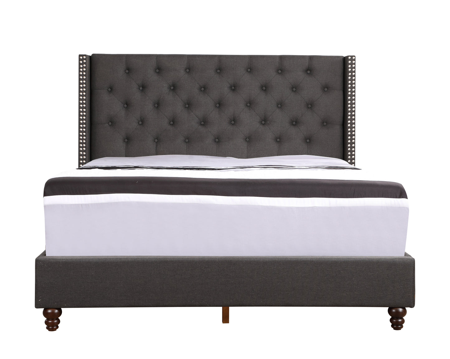 Elegant Transitional Black Upholstered Bed
