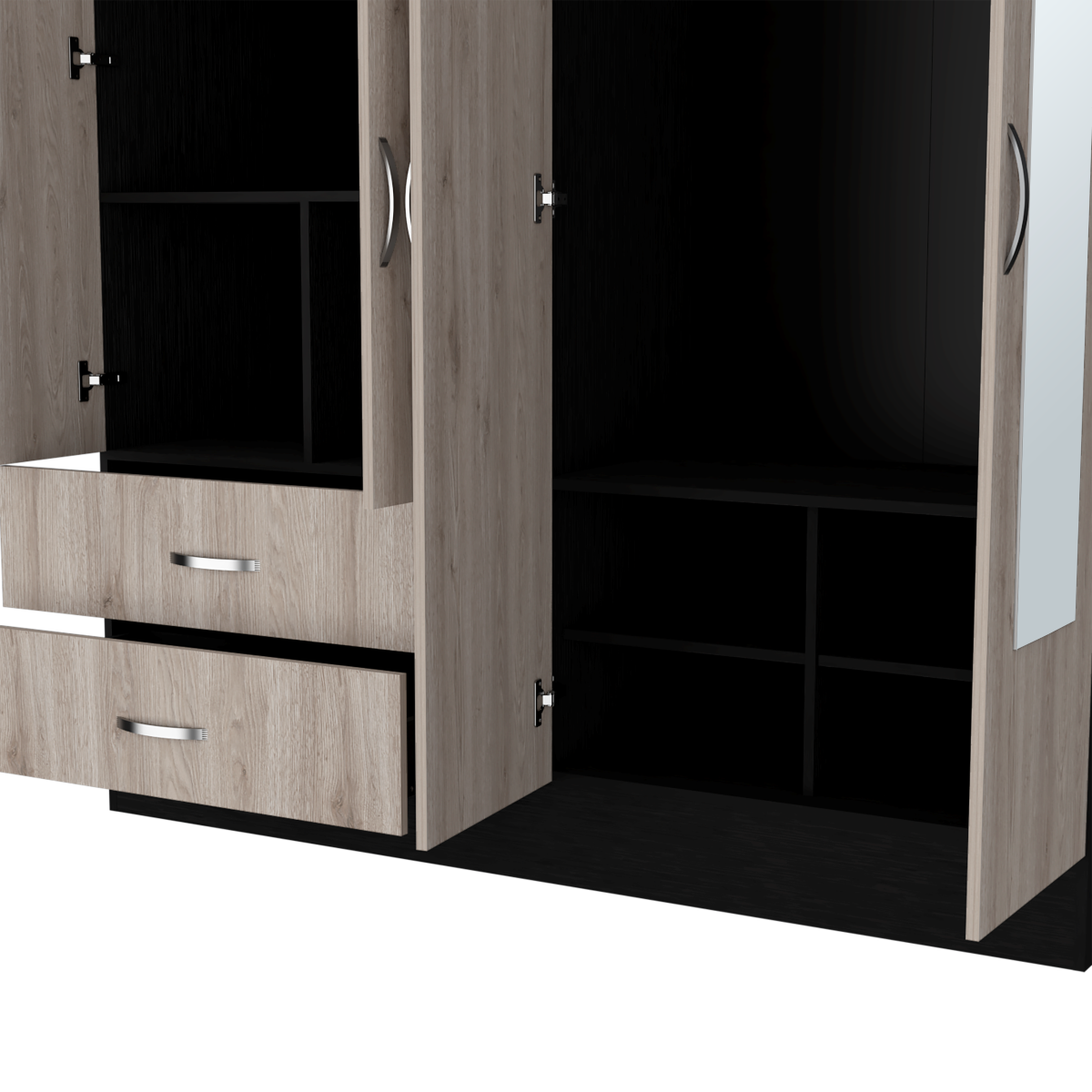 Armoire Ron, Bedroom, Black / Light Gray