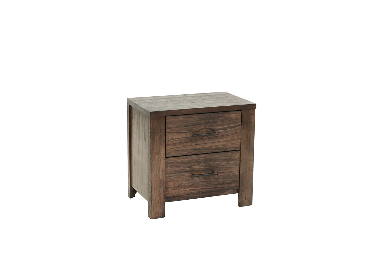 Oak Finish 1pc Nightstand Wooden Bedside Table 2x Drawers Storage Bedroom Furniture