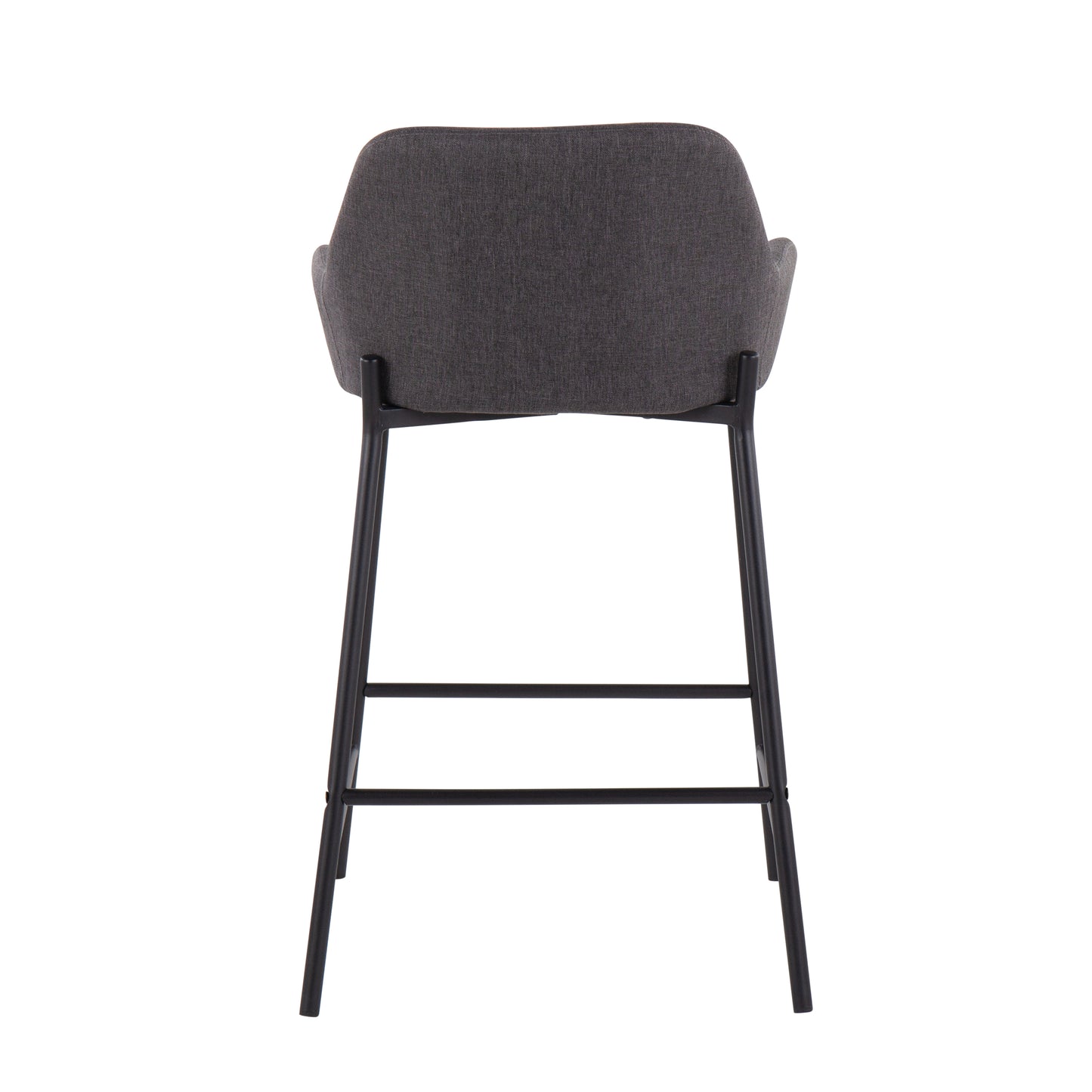 Daniella Industrial Fixed-Height Counter Stool in Black Metal and Charcoal Fabric by LumiSource - Set of 2