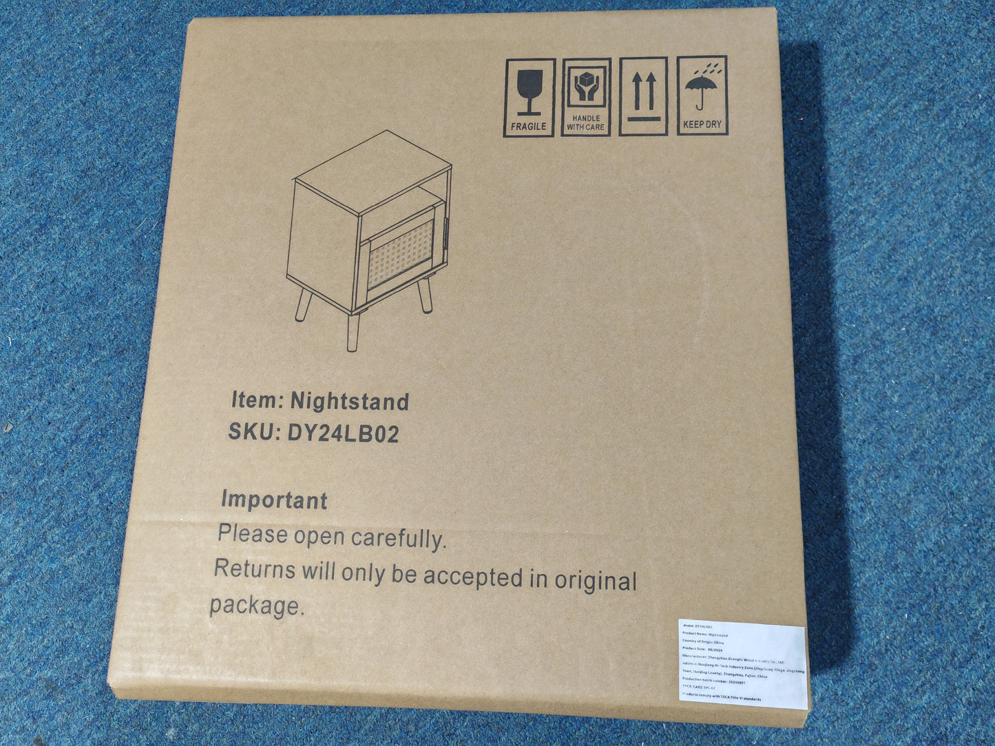 22.83'' H Rattan Nightstand, Side Table with Door Open Shelf, Accent Bedside End Table with Solid Wood Legs for Bedroom, Dorm and Small Spaces, Oak