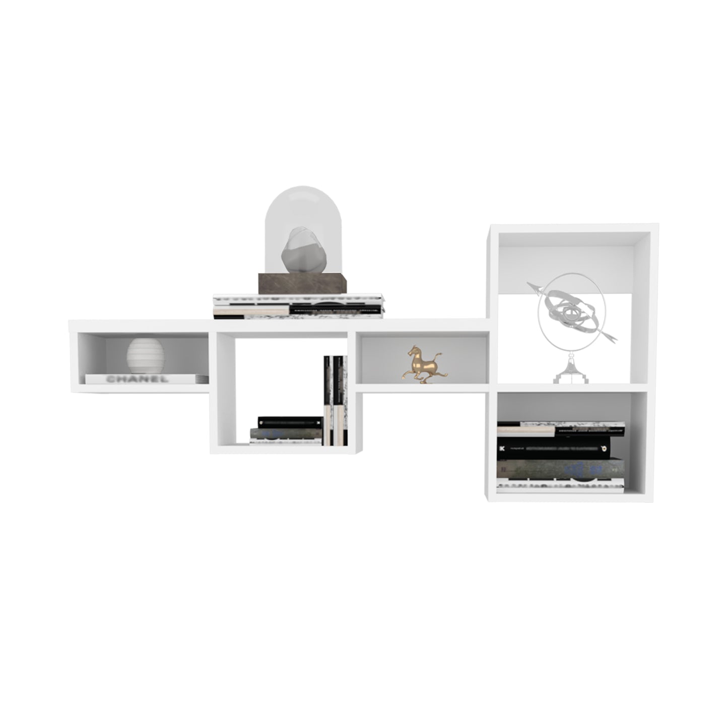 WALLSHE 47" Wide 7-Tier Wall Shelf, Cube Shelf Modular Shelf for Living Room, Home office, Bedroom White