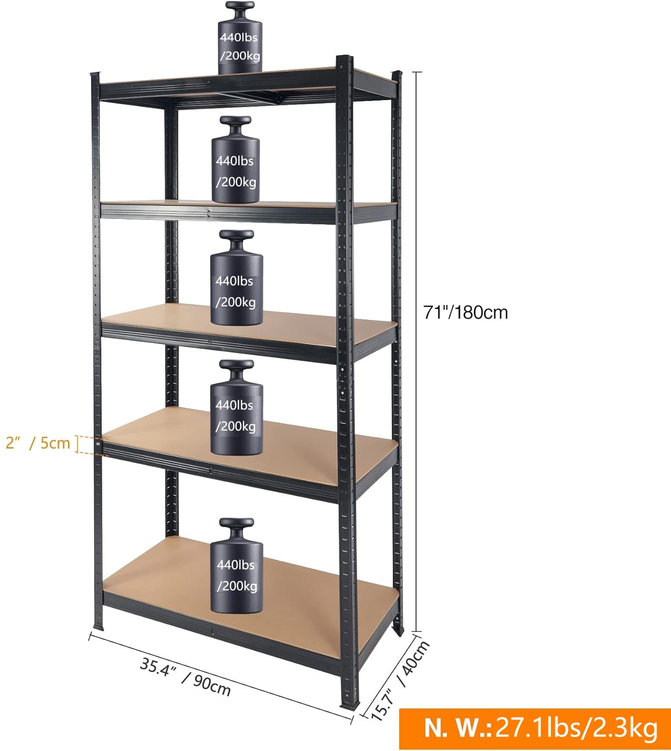 2000LBS Capacity Garage Storage Shelves Heavy Duty
