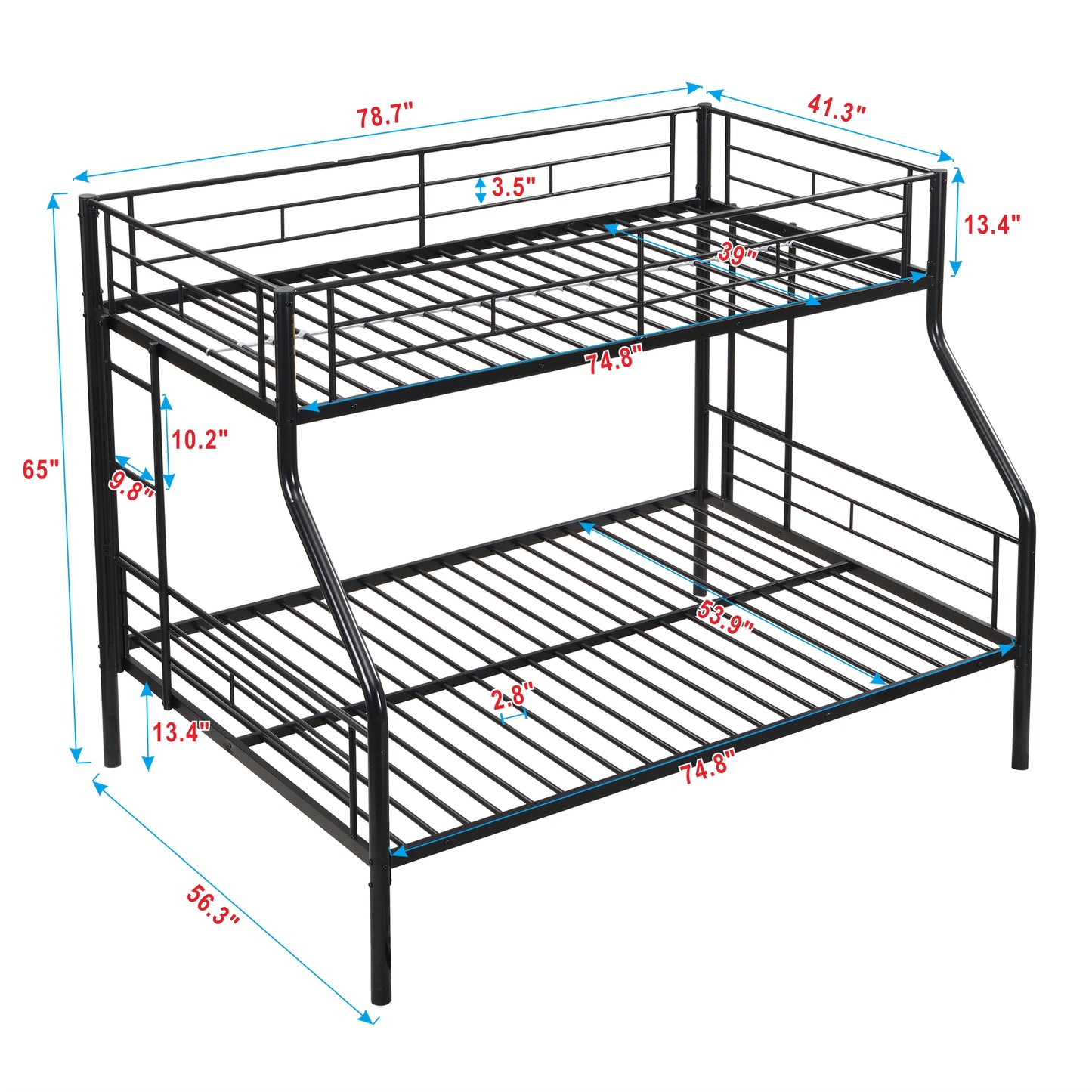 Twin Over FULL Metal Bunk Bed , No Box Spring Needed, Large Under Bed Storage, Easy Assemble