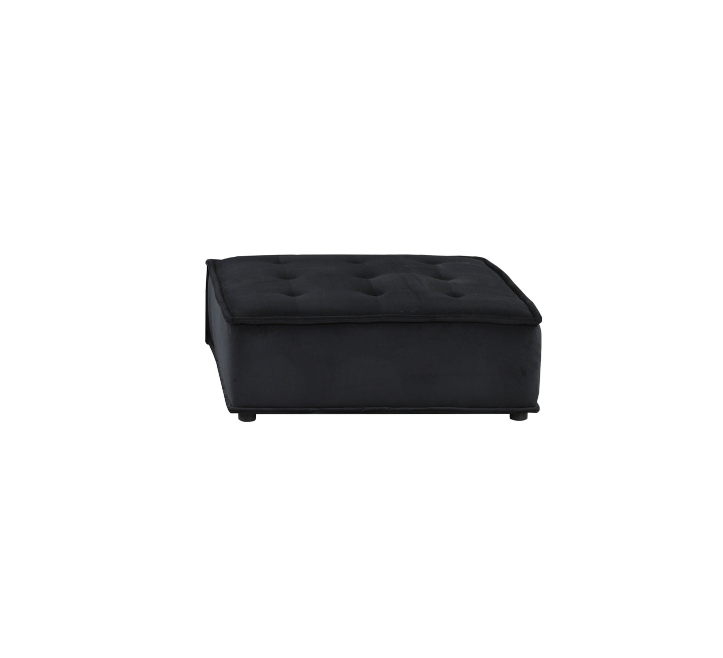 Anna 160" Black Velvet 5 Pc Sectional Sofa Ottoman