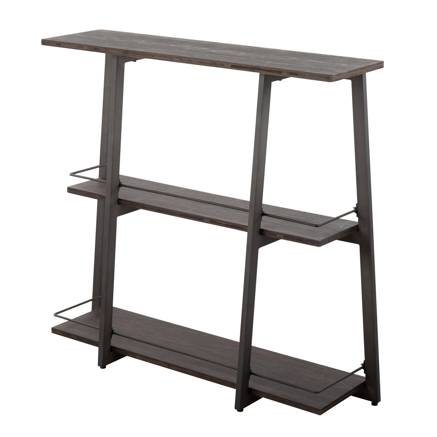 Converge Industrial Bookcase in Antique Steel and Espresso Bamboo by LumiSource