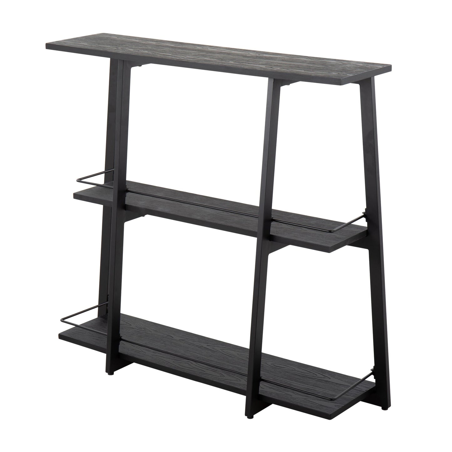 Converge Industrial Bookcase in Black Steel and Black Bamboo by LumiSource