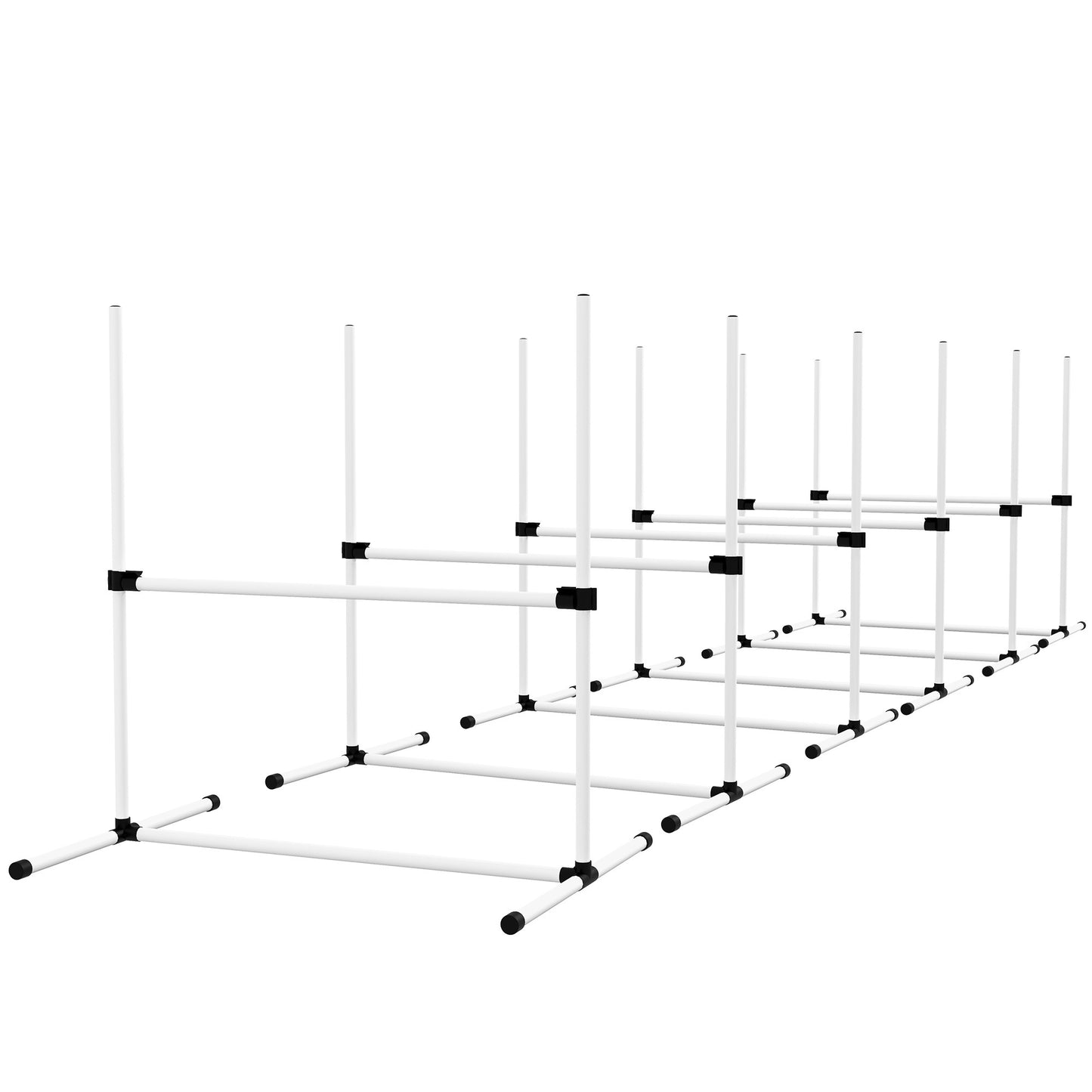 PawHut 6 Piece Dog Agility Training Equipment for Dog Agility Course with Adjustable Height Jump Bars, Included Carry Bag, & Displacing Top Bar, White