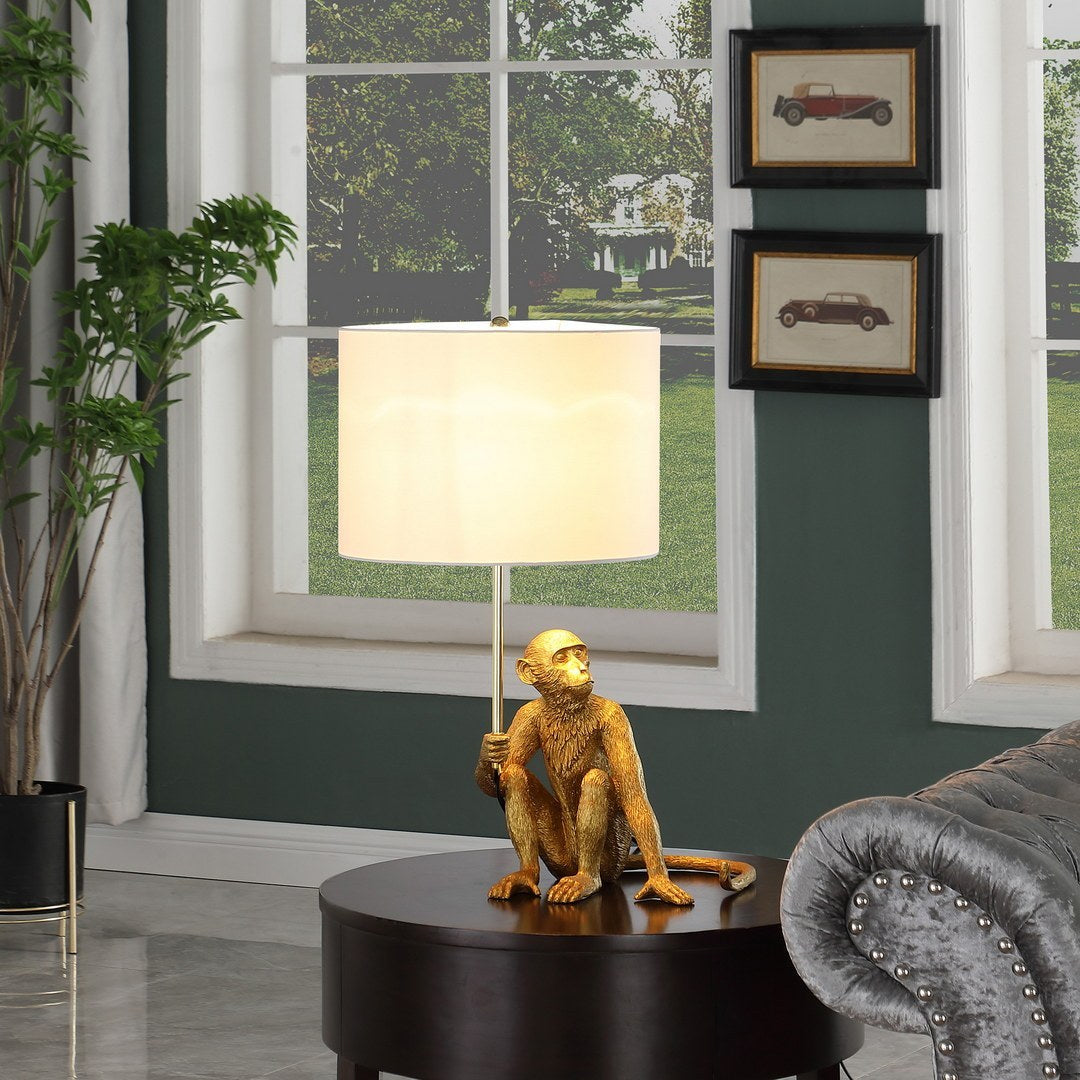 25.50" In Golden Monkey Holding Polyresin Table Lamp