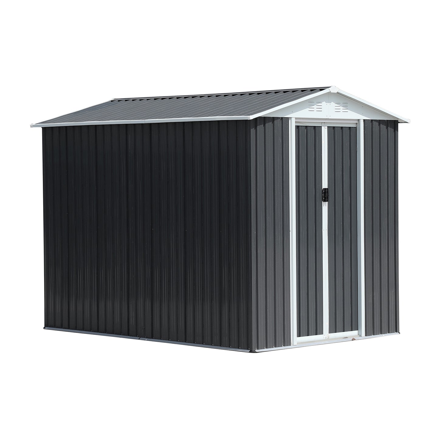 Waterproof Metal Steel Waterproof Outdoor Bike Storage Garden Shed 6FTx9FT Apex Roof Grey With Aluminum Alloy Frame