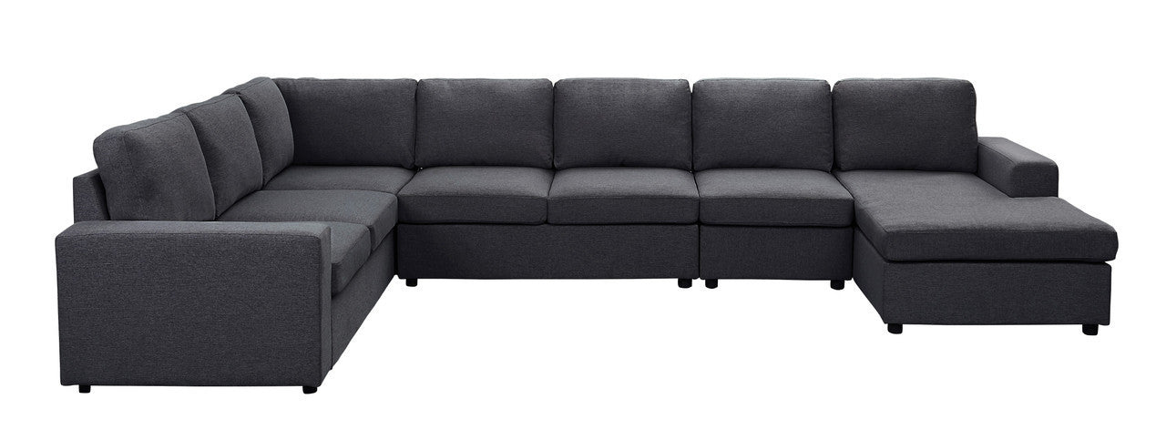 Hayden 146.5" Modular Sectional Sofa with Reversible Chaise in Dark Gray Linen