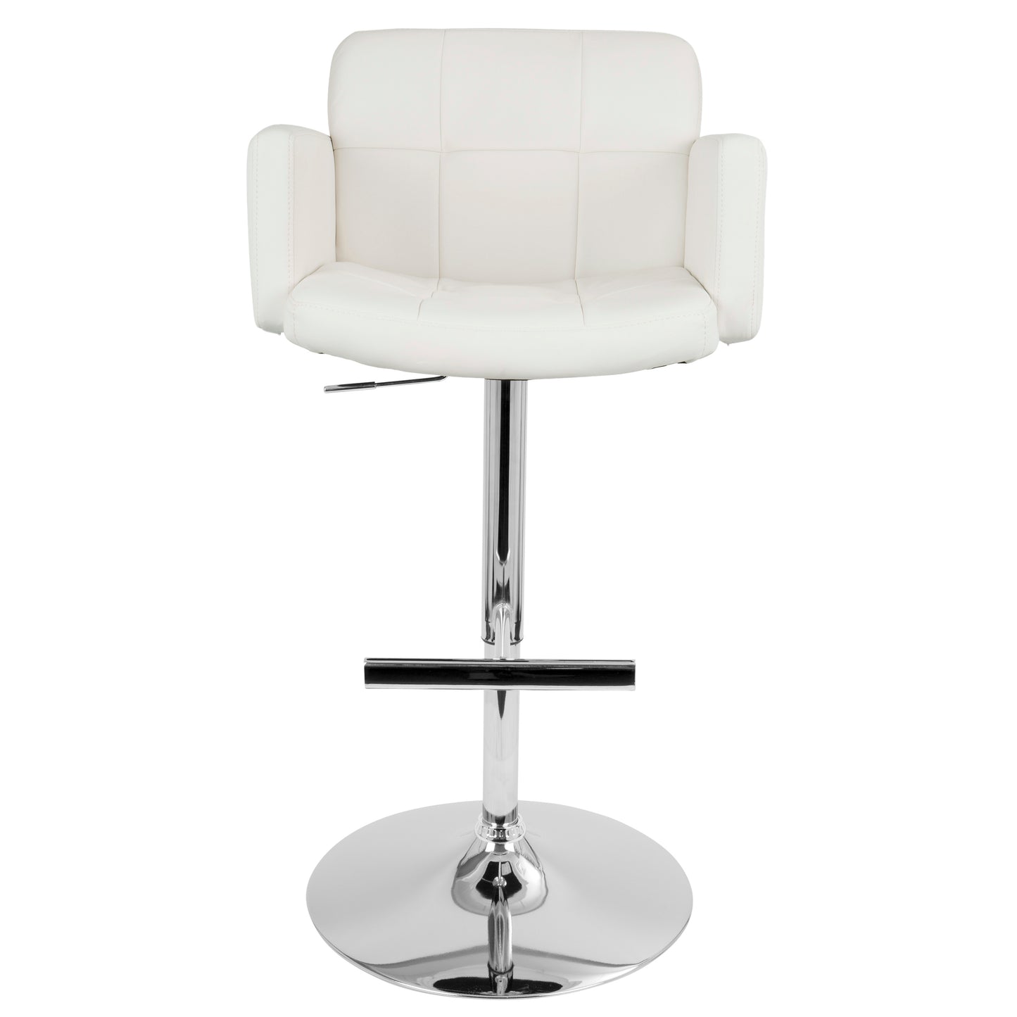Stout Contemporary Adjustable Barstool with Swivel and White Faux Leather by LumiSource