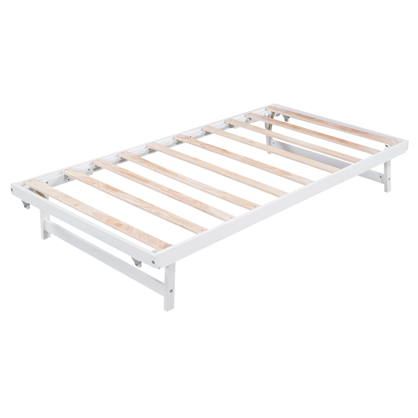 Full Size Platform Bed with Adjustable Trundle,White(Old SKU:SM000248AAK)