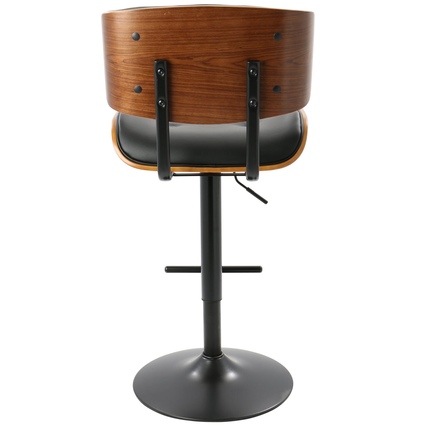 Lombardi Mid-Century Modern Adjustable Barstool in Walnut with Black Faux Leather by LumiSource