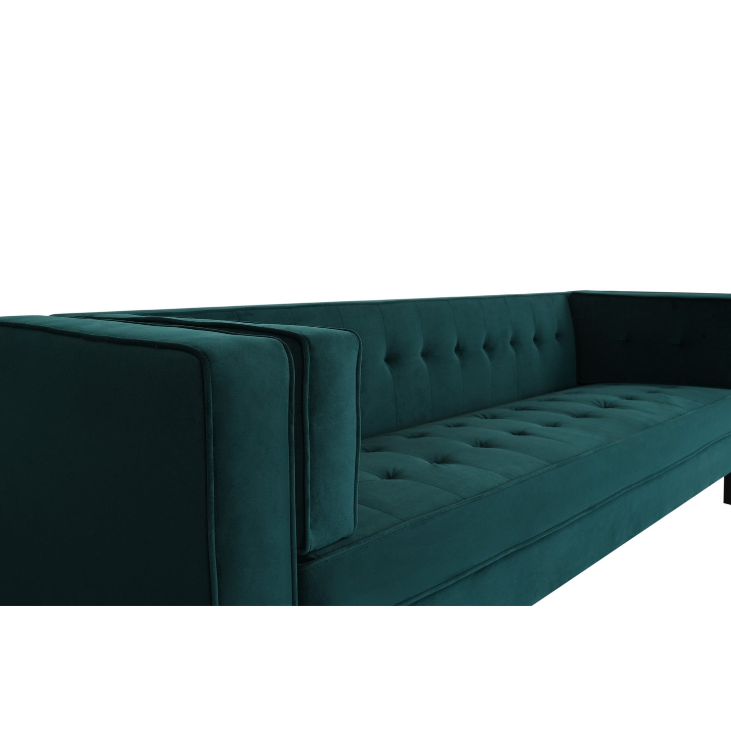 3-Seater Sofa, Upholstered Tufted Coach, Velvet Sofa, Green