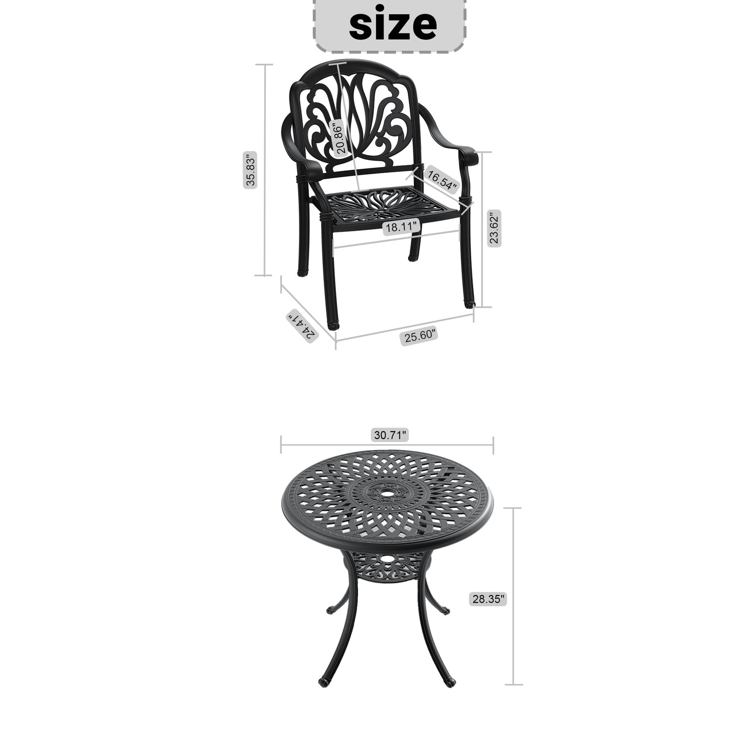 (Cushions In Random Colors)5-Piece Set Of Cast Aluminum Patio Furniture With Cushions