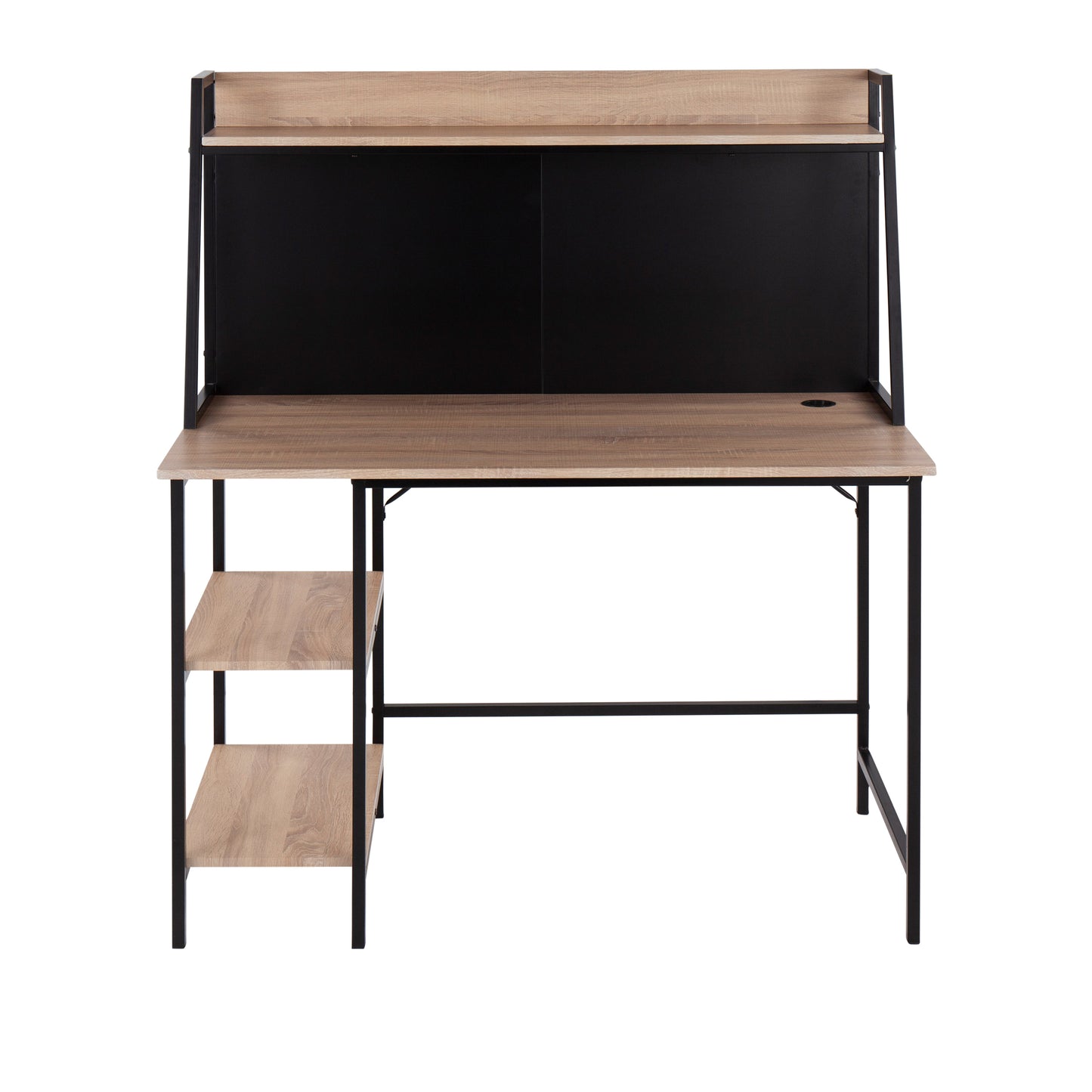 Geo Shelf Contemporary Desk in Black Steel and Natural Wood by LumiSource