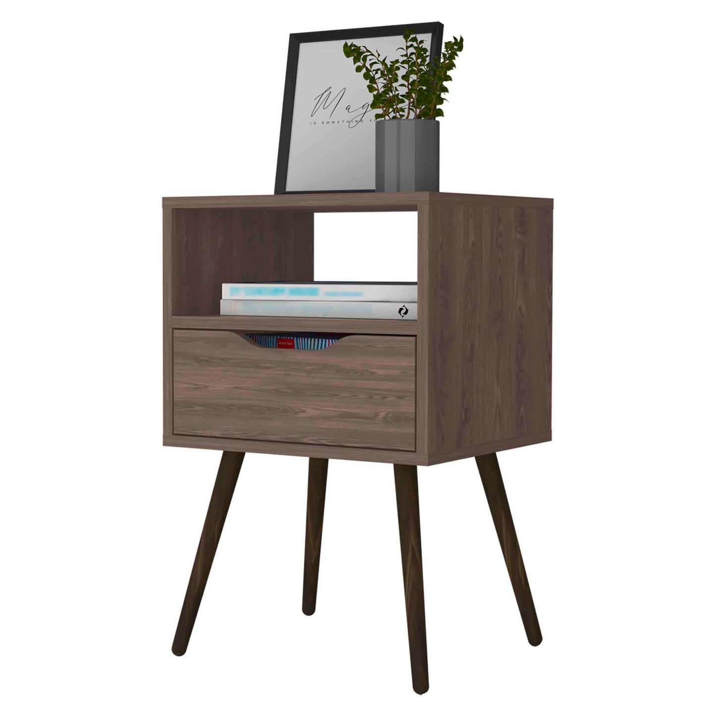 Allie Nightstand, Superior Top, Open Shelf, One Drawer