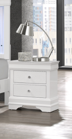 SHAKER CROCODILE METALLIC WHITE NIGHTSTAND