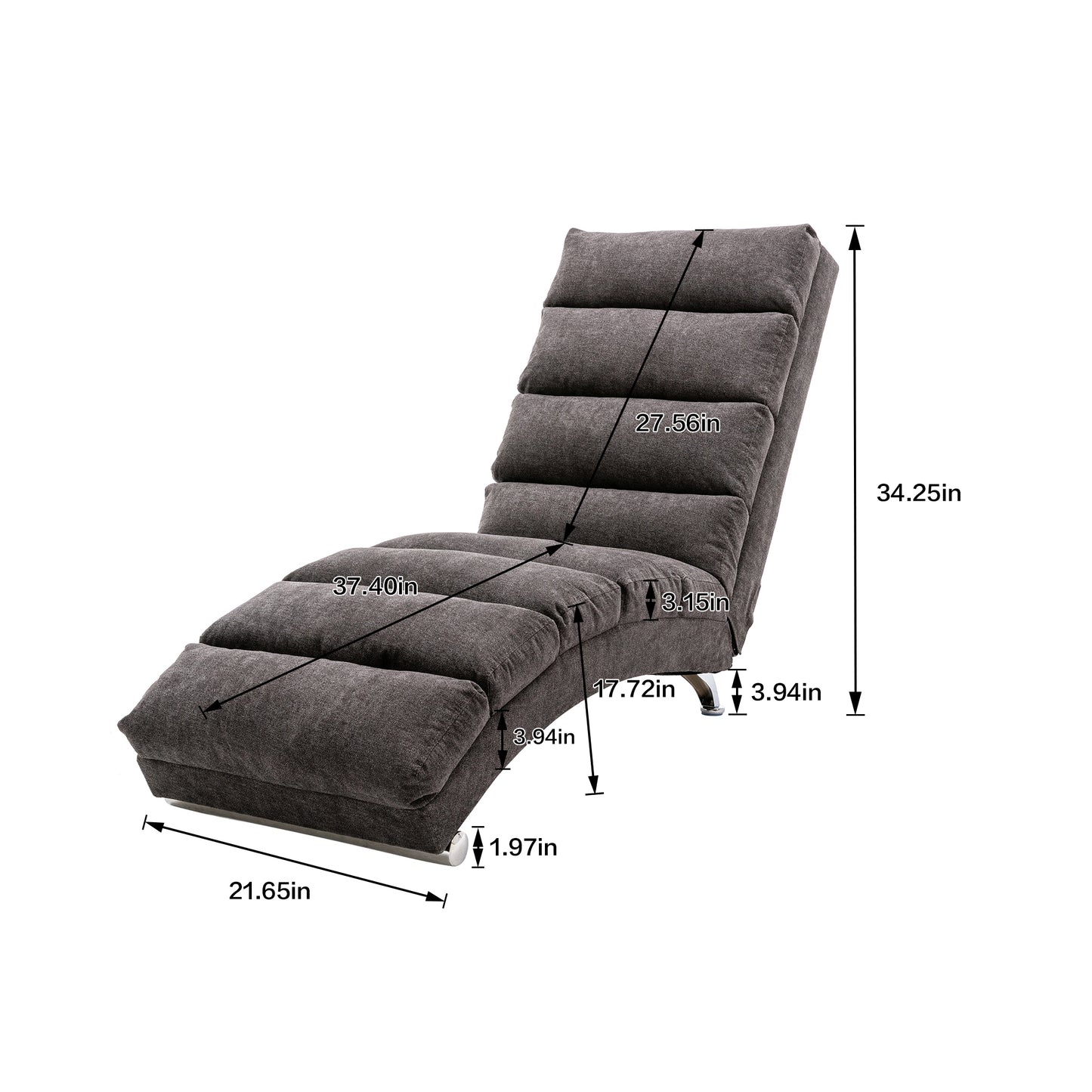 COOLMORE Linen Massage Chaise Lounge Indoor with Remote Control,Ergonomic Electric Massage Long Lounger with 5 Modes for Office, Living Room,Bedroom (Dark Gray)