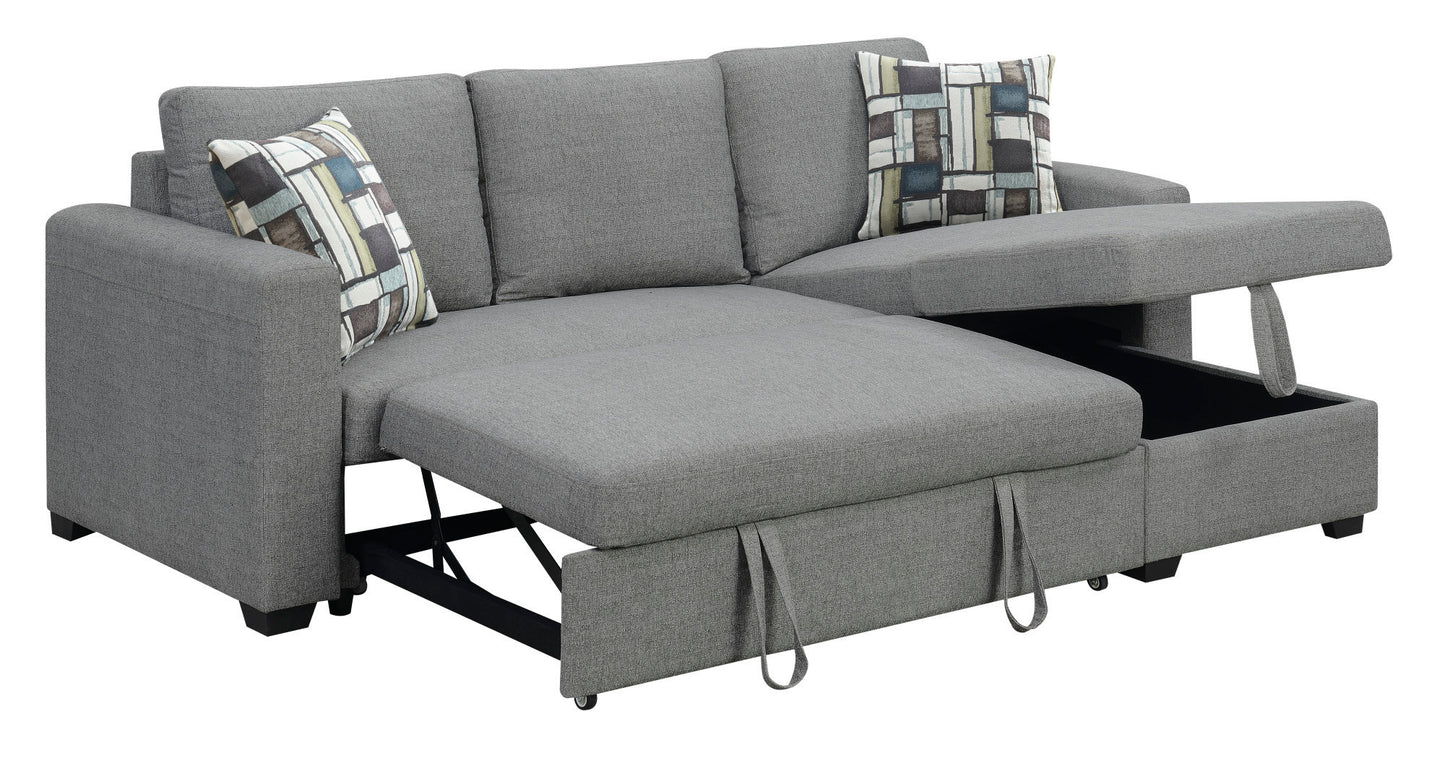 Pensole Gray Reversible Pop-Up Sleeper Sectional