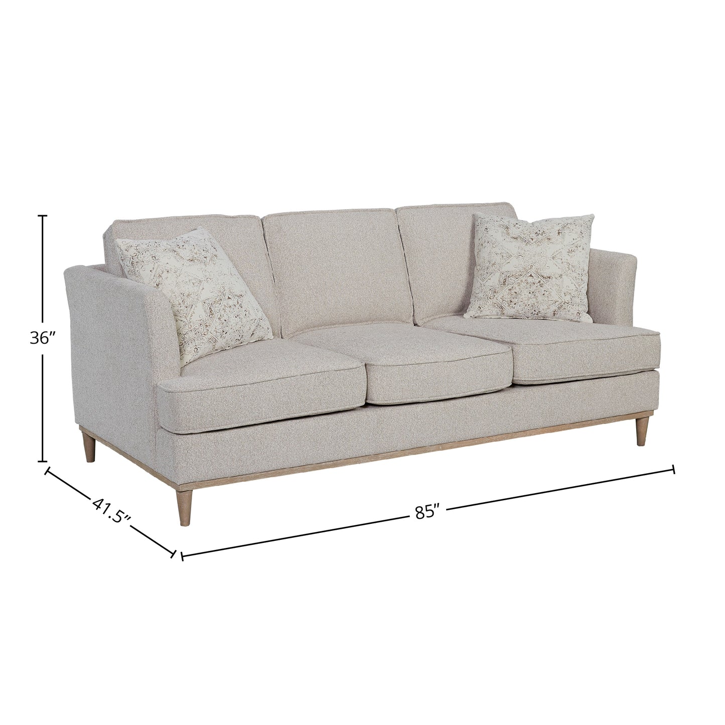 Sofa with 3 Reversable Cushions and 2 Pillows