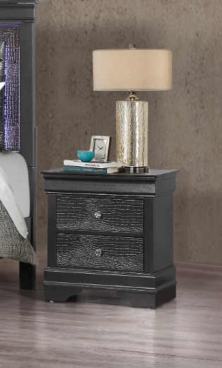 SHAKER CROCODILE METALLIC GREY NIGHTSTAND