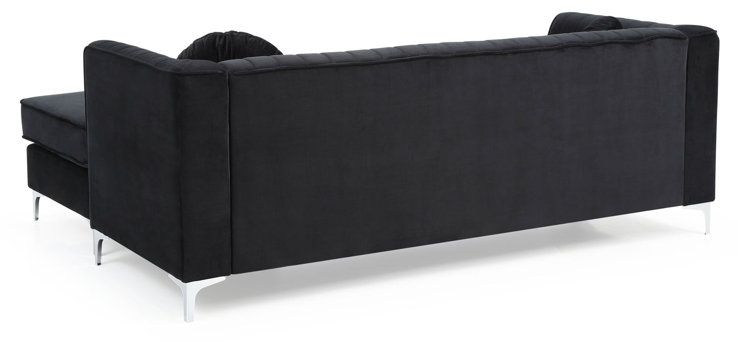 Glory Furniture Delray G793B-SC Sofa Chaise ( 3 Boxes) , BLACK