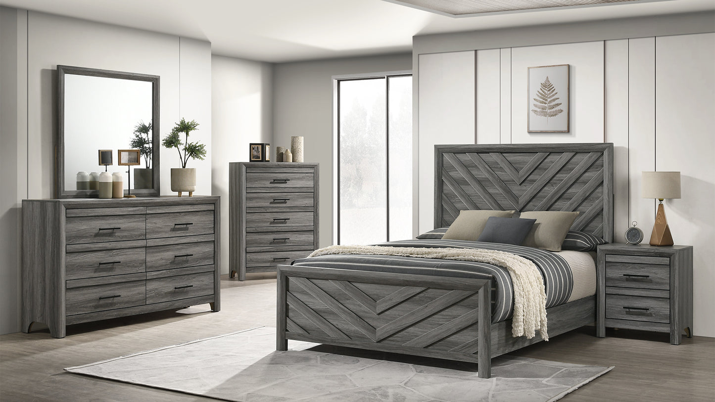 Denver Modern Style King Bed Made with Wood in Gray