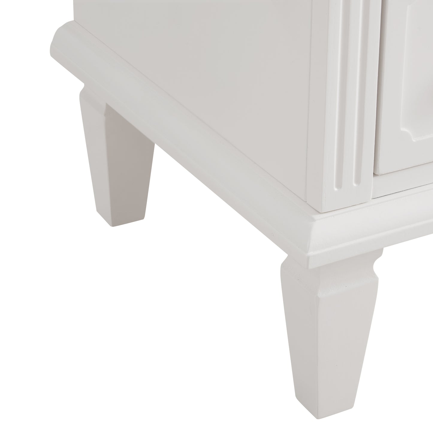 Open Space and 2 Drawers Dresser Nightstand with Charging Station, Farmhouse End Table with USB Ports and Outlets, Fluted Pilasters Design Side Table with Solid Wood Legs for Bedroom