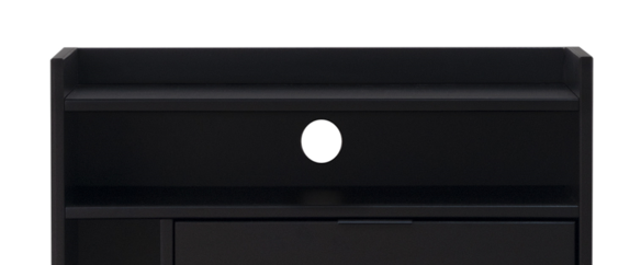 Mid-Century Modern Solid Wood 2-Drawer Gallery Nightstand - Black