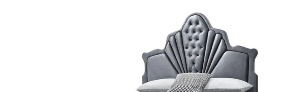 Dante Gray Velvet Queen Bed