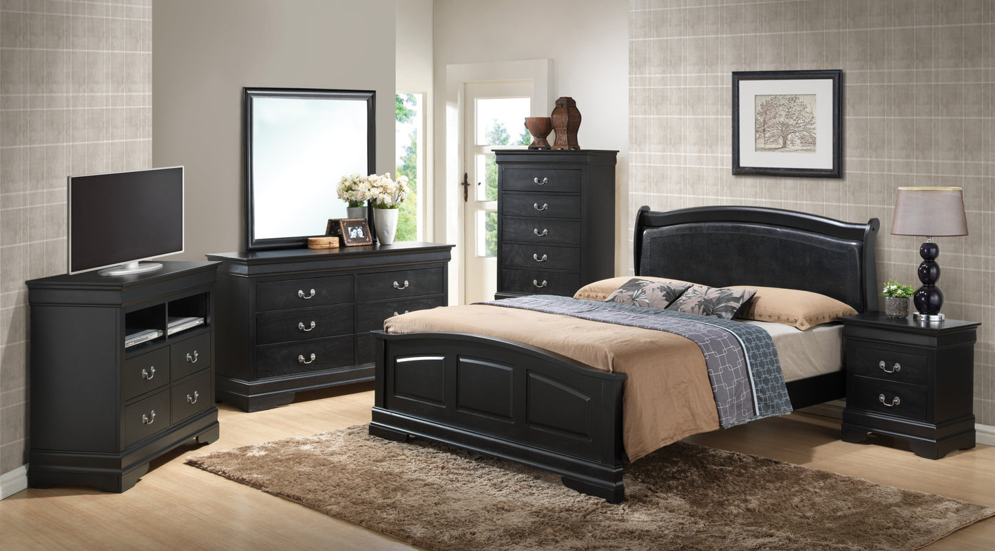 Elegant Traditional Black Full Bed