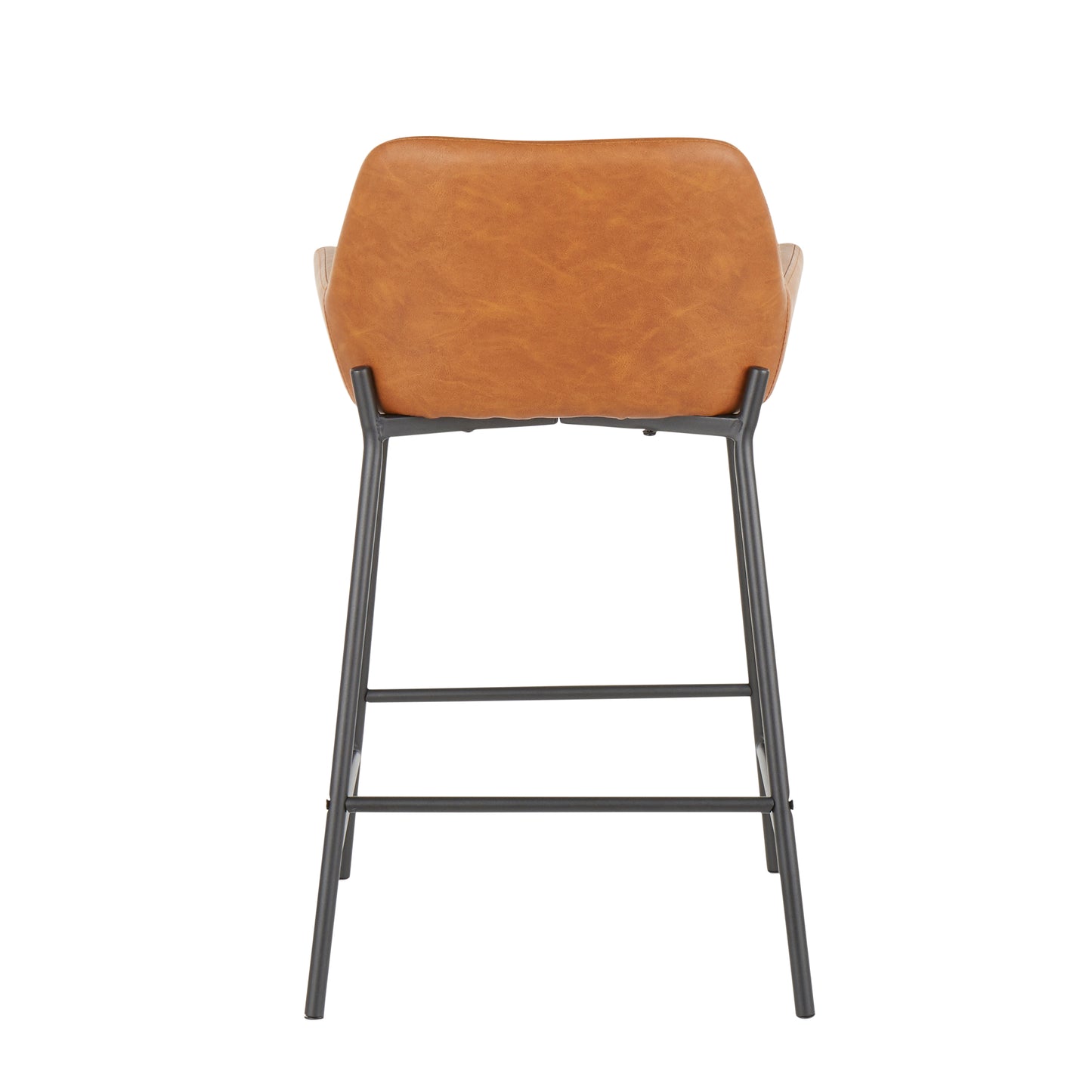 Daniella Industrial Counter Stool in Black Metal and Camel Faux Leather by LumiSource - Set of 2
