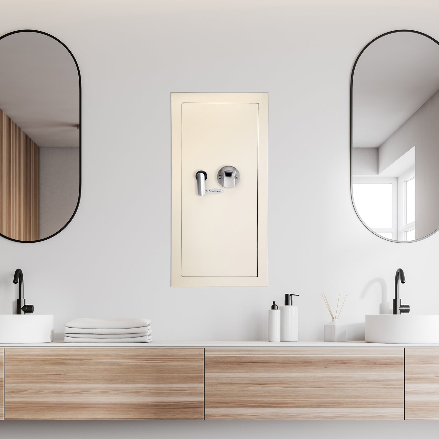 0.82 CUBIC FT BEIGE BIOMETRIC WALL SAFE