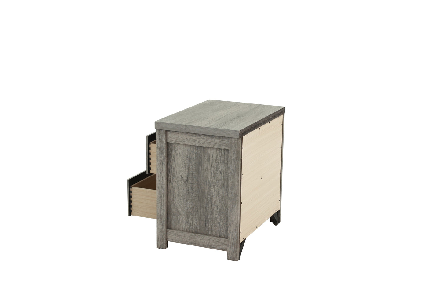 Bedroom Furniture Rustic Light Grey Simple 1pc Nightstand 2-Drawers Bed Side Table Solidwood