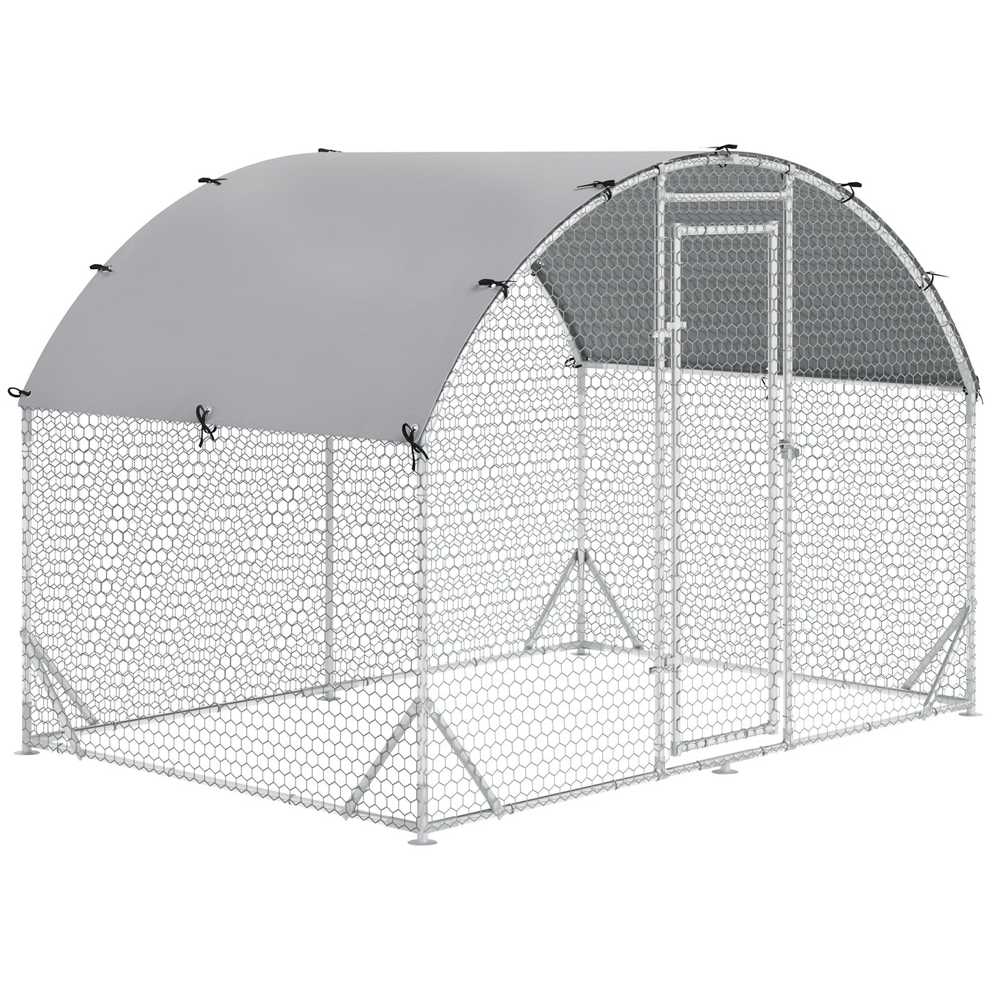 PawHut Large Chicken Coop Metal Chicken Run with Waterproof and Anti-UV Cover, Dome Shaped Walk-in Fence Cage Hen House for Outdoor and Yard Farm Use, 1' Tube Diameter, 9.2' x 6.2' x 6.5'