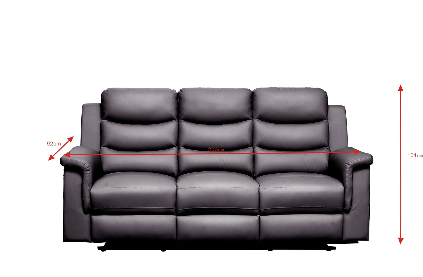 Reclining sofa with Middle Console Slipcover, Stretch 3 seat Reclining Sofa Covers (BLACK, 3 Seat Recliner Cover with Console) BLACK faux Leather