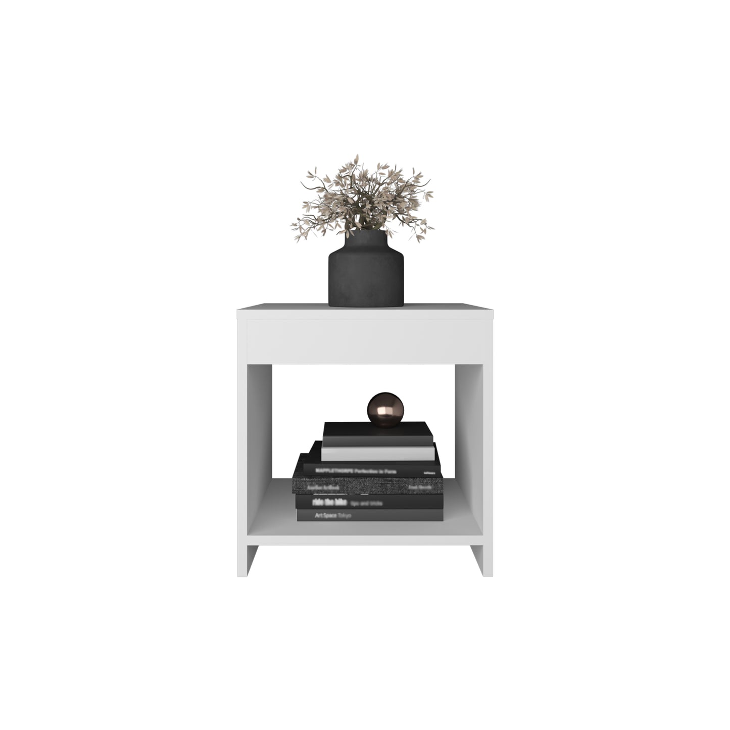 Chroma 16.5" Tall Minimalistic Nightstand with open shelf