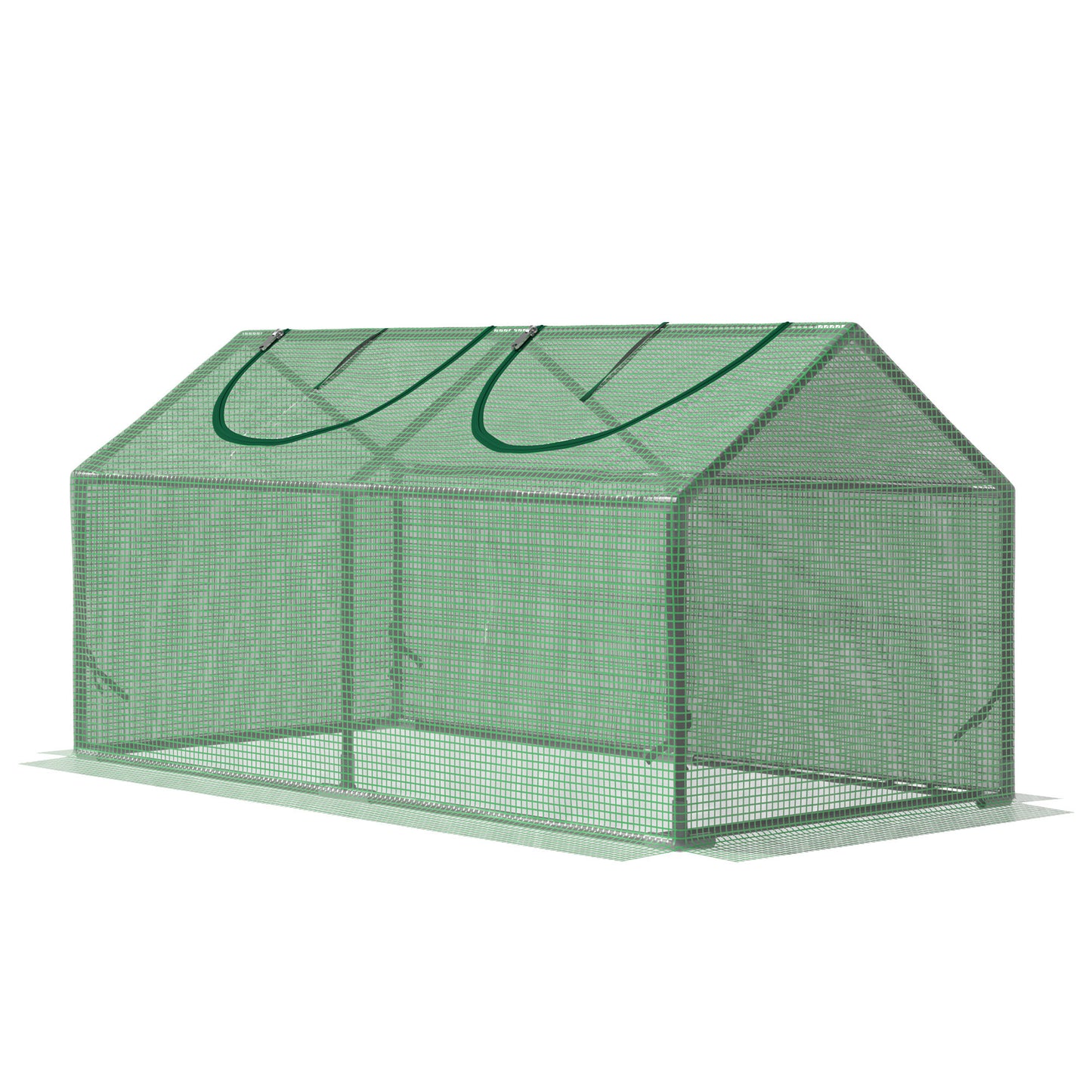Outsunny 4' x 2' x 2' Portable Mini Greenhouse, Small Green House with PE Cover, Roll-up Zippered Windows for Indoor, Outdoor Garden, Green