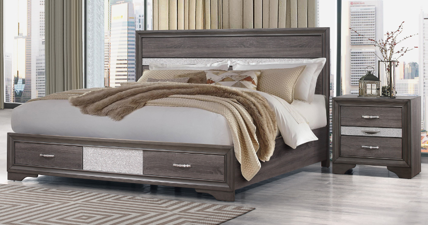 RYDER SPARKLE GREY QUEEN BED