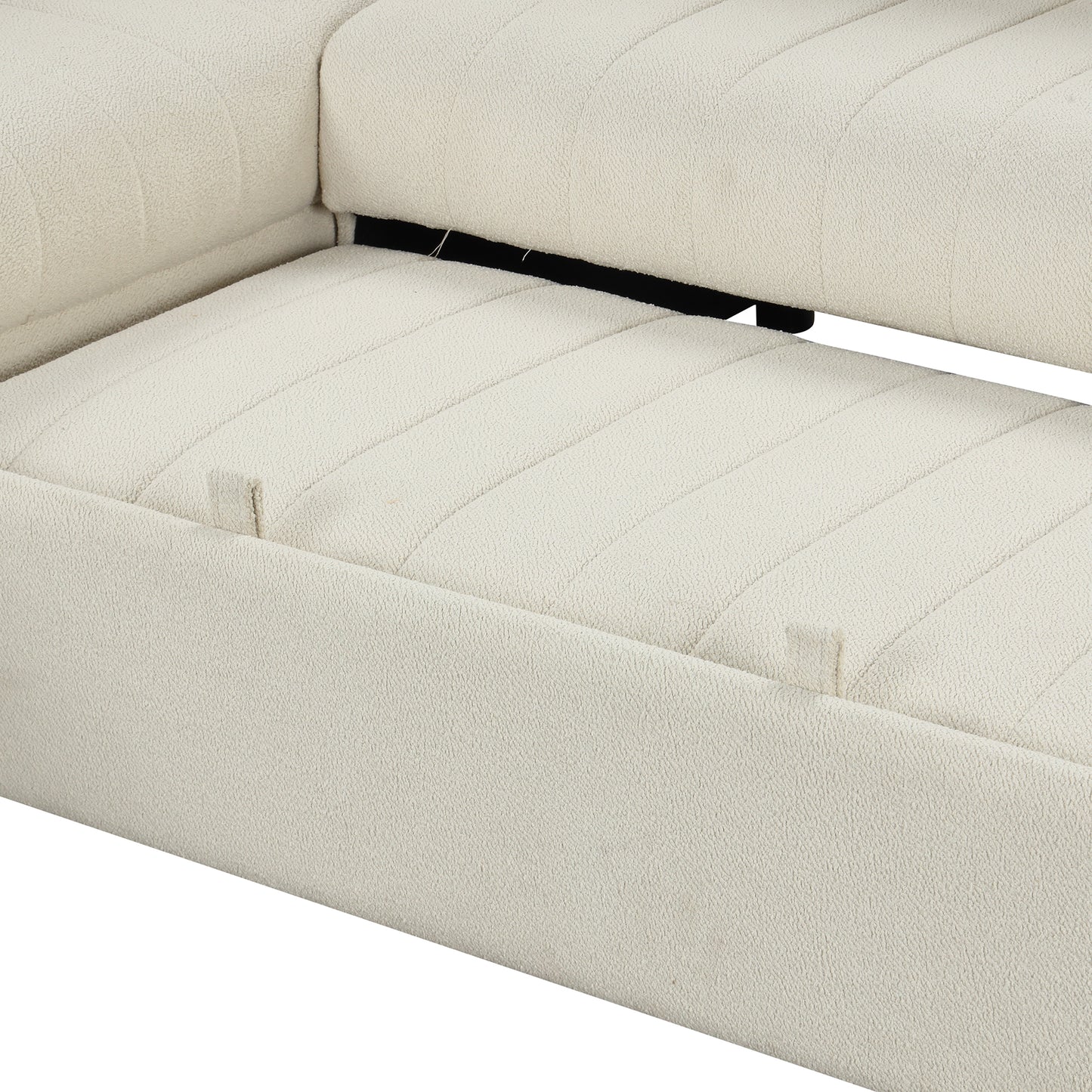 82.6" L-shaped Sectional Pull Out Sofa Bed Sleeper Sofa with Two USB Ports, Two Power Sockets and a Movable Storage Ottoman, Beige