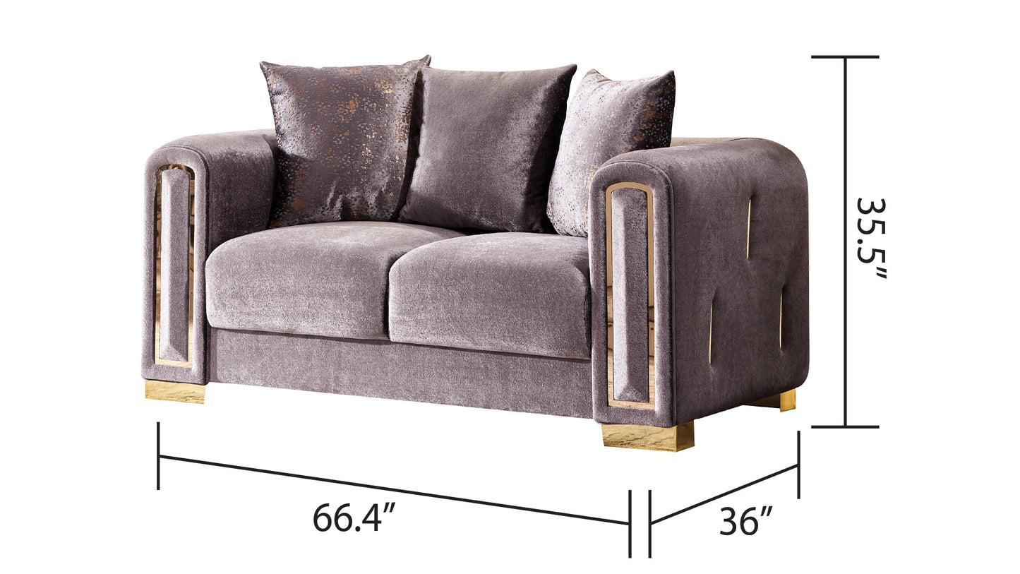 Impreza 2Pc Modern Living Room Set in Silver